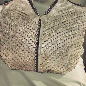 Glamorous Studded Metallic Handbag